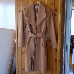 Women's tan belted winter coat